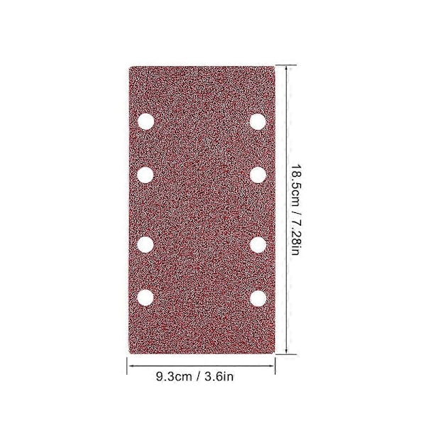 40 ark 93 x 185 mm 8-hullers sandpapir til tilfældige excenterslibere 40/60/80/120 korn