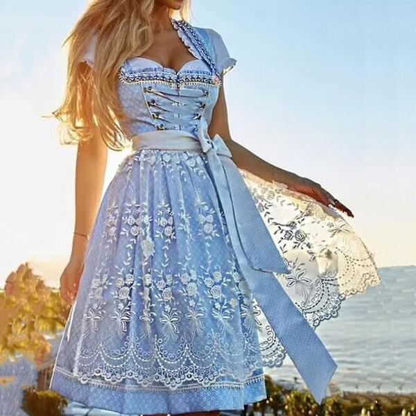 Naisten Oktoberfest-asu Saksalainen Dirndl-mekko Baijerilainen karnevaalijuhla-asu, 100% uusi Light green XL