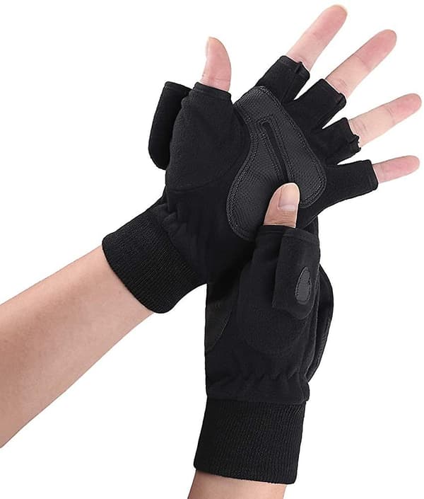 Herrehandsker Vinter Varme Halvfinger Vanter Dobbeltfunktion Vinterhandsker M