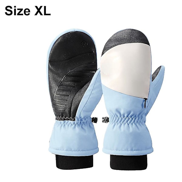 Skihandsker til mænd og kvinder: Vindtætte, vandafvisende vintervanter, enkeltvis Xs-xxxl Blue L