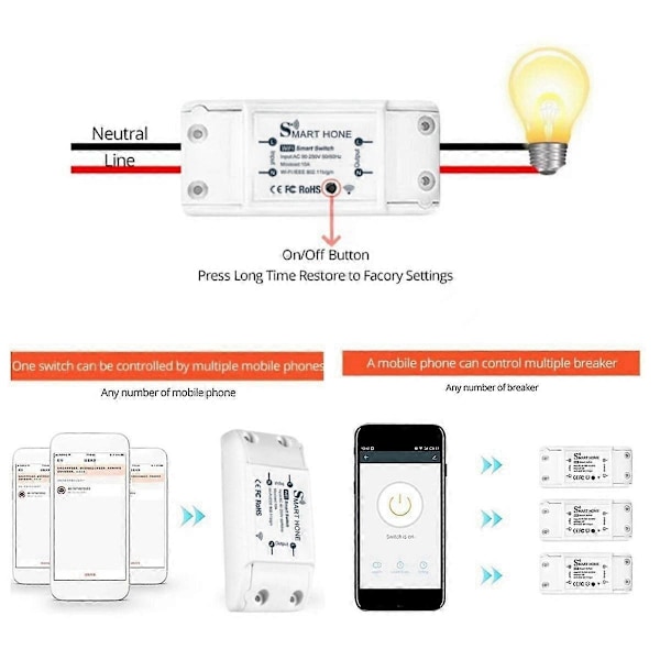 Smart Switch Tuya Smart Home Wifi Switch Mobiltelefon Trådløs Fjernbetjening Timing Mini Switch Wi