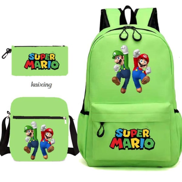 Super Mario 3 stk/sett Ryggsekk til barn Gutter Skolesekk Gave til skolestart Auburn 16 Inches
