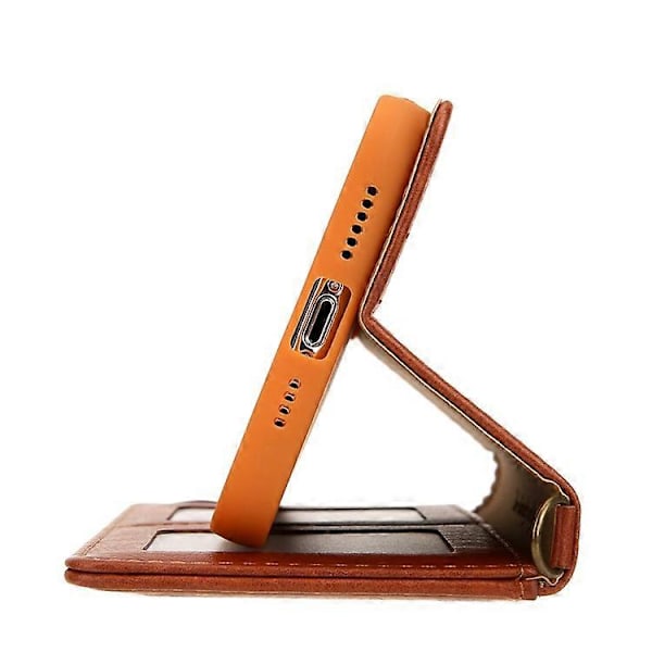 CMAI2 PU Läder Kortfack Plånbok Telefonfodral Kompatibelt För iPhone 12/12 Pro Brown