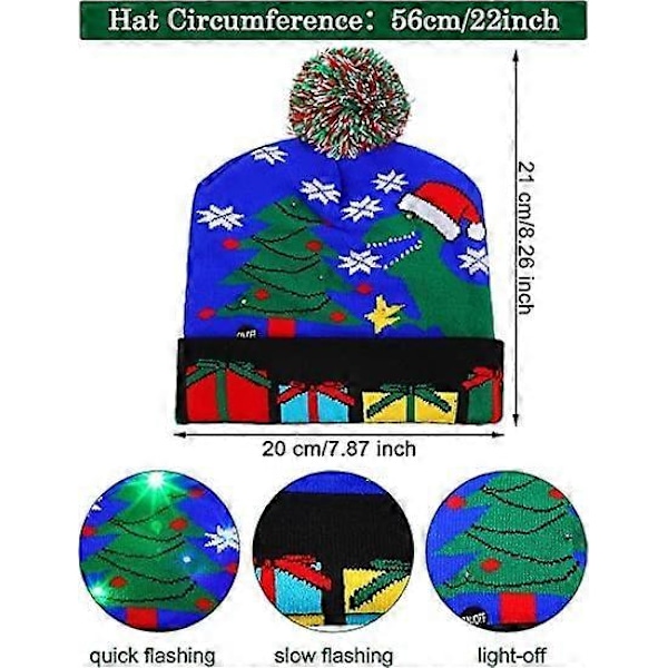 2-pack Julhatt, LED Julmössa, Lysande Stickad Mössa för Julfest, Julbordsgåvor för Barn & Vuxna, 2420cm