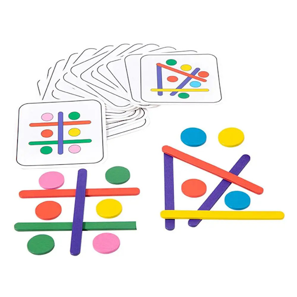 Regnbue Stav Puslespil Seks Farver Stave DIY Intelligens Spil Pædagogisk Intelligens Montessori Legetøj Træ Hjernevrider Legetøj A
