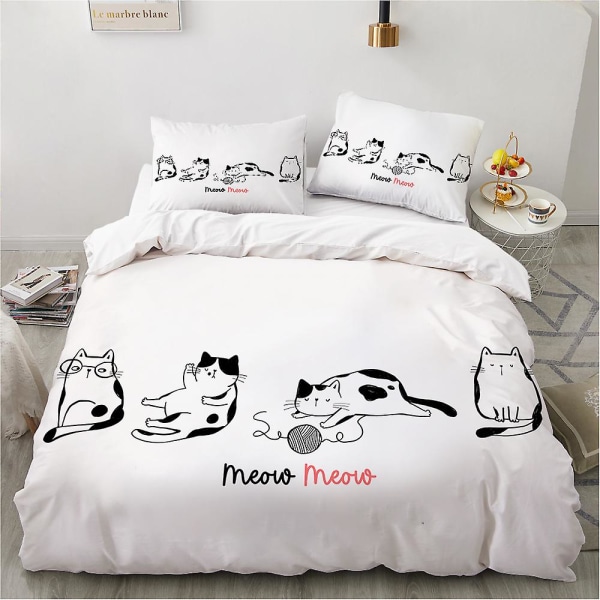 Tecknad Kitty Kung Drottning Påslakan Härlig Jul Husdjur Katt Sängkläder Set Djur Täcke Överdrag 2/3st Polyester Täcke Överdrag