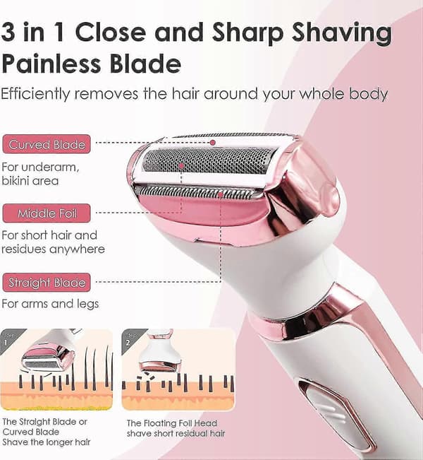 Våt og tørr trådløs hårfjernings-epilator for kvinner