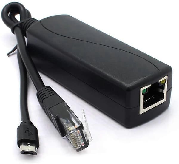 2-pak Gigabit PoE Splitter, 48V til 5V 2.4A Micro USB Ethernet Adapter, Fungerer med Raspberry Pi 3B+, IP-kamera og mere
