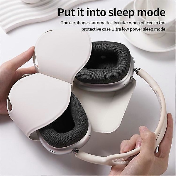 Kompatibel til Airpods Max Etui med Sleep Mode PU Læder Hovedtelefon Cover Blue