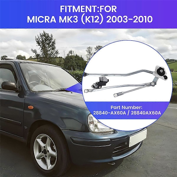 28840-AX60A Vindrutetorkarmotorlänkage fram för MICRA MK3 (K12) 2003-2010