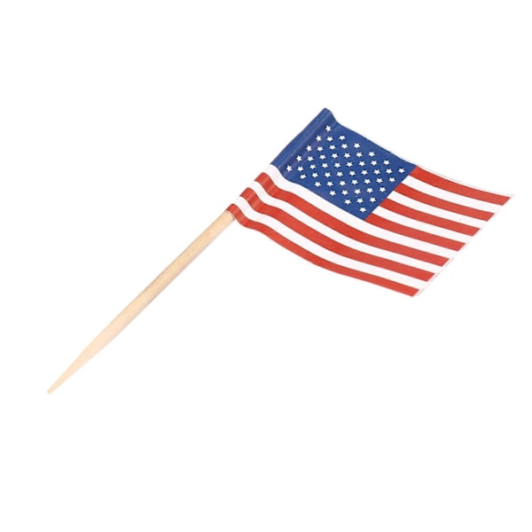 100 Amerikan Lippu Hammastikkuja Juhla Cupcake Koriste Voileipä Mini Ruokatikkuja