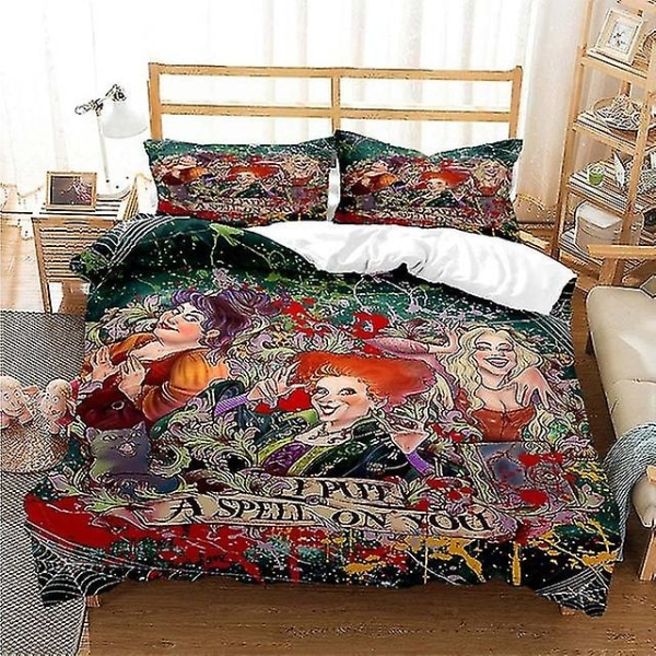 Hocus Pocu Heks Winifred 3-delt Sengesett 3D-printet Halloween Christmas_om 173x218CM