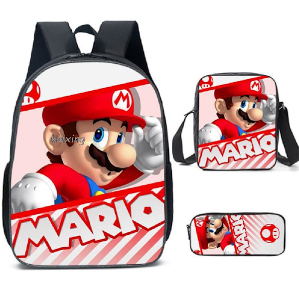 Super Mario Prinsesse 3-delt skolesekk for barn set 14inch