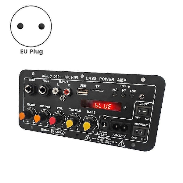 12V Bluetooth Forsterkerkort med Subwoofer og Dobbel Mikrofon for Karaoke Hjemmekino Lydsystem