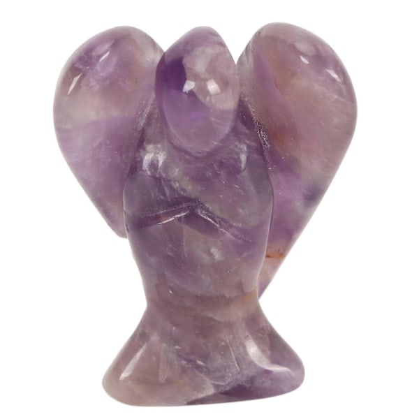 Faux Krystal Engel Figur Udskåret Fred Helbredende Lomme Engel Statue Sten til Hjemme Meditation Lilla
