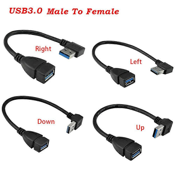 Usb 3.0 Vinkel Forlængerkabel Han Til Hun Adapter Ledning Data Op
