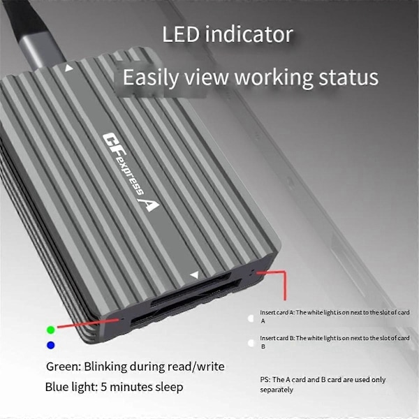 2 i 1 Cfexpress A&B Dubbelsidig Kortläsare Cfexpress Kortadapter USB3.2 10gbps Lämplig för Com
