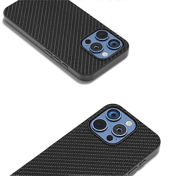 ABEEL Kompatibelt Skal för iPhone 16 Pro Max Läder+PC+TPU Telefonskal Kolfibertextur Black