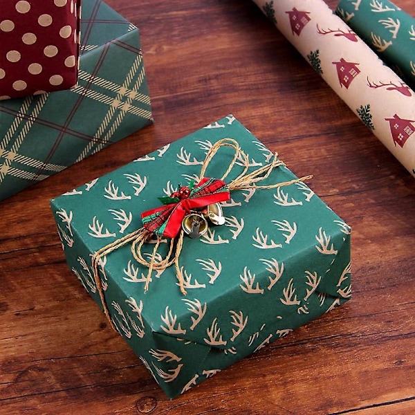 Nyt julekraftpapir, farverig gaveindpakning, juletræ, legetøj, gavepapir, DIY-taske, bogpapir