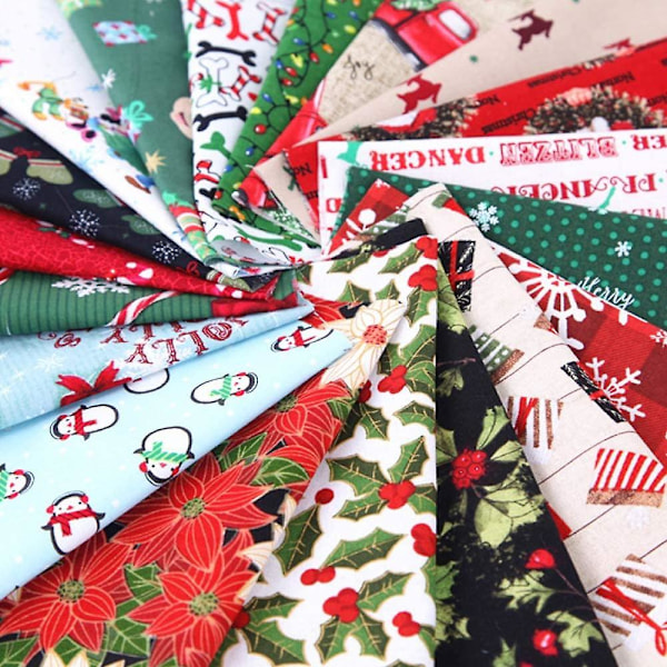 Jul Bomullstyg Rutor 20cm X 25cm 10st Tyg Lapptäcke Hantverk Quilting Rutor Buntar Bomullstyg (slumpmässig Kostym)