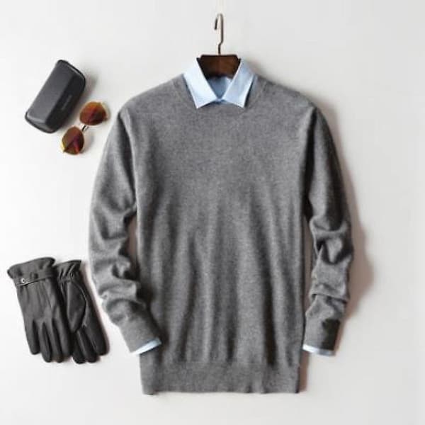 Herre Cashmere Sweater Efterår Vinter Blød Varm Jersey Jumper Robe Hombre Pull Homme Hiver Pullover V-hals O-hals Strikkede Sweaters Gold L