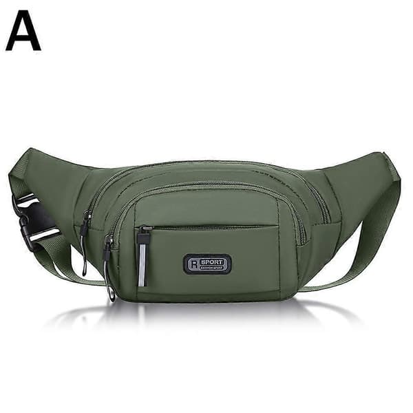 Multifunctional Adjustable Nylon Waist Bag, Shoulder Bag, Unisex Grön