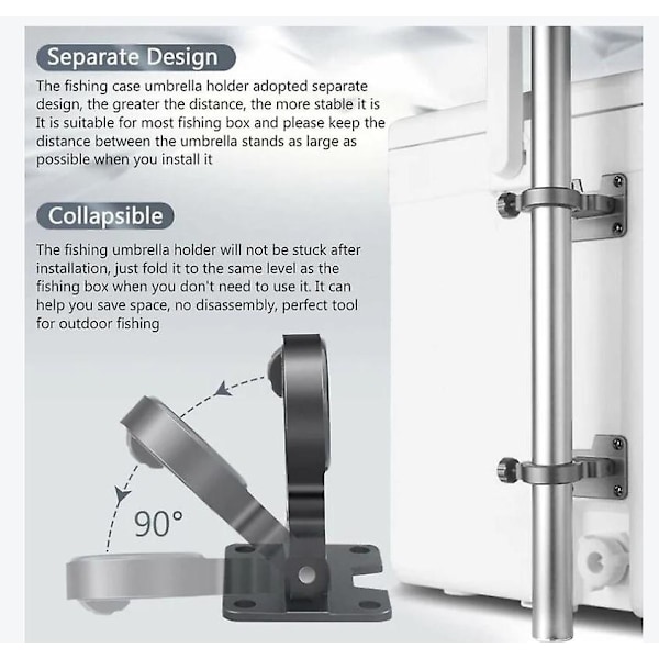 2 STK Balkong Paraplyholder Fiskeboks Paraplyholder Aluminium Legering Balkong Solskjermingsfeste 6*4.1*5.1cm