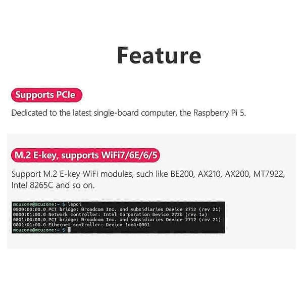 Mpw7ncab For 5 Pcie Til M.2 E-key Wifi7 Modul+usb Adapter Kit Be200 Støtte Tpu,wif6e Ax210,ax200