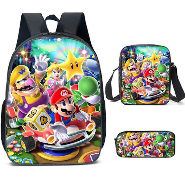 Super Mario Prinsesse 3-delt skolesekk for barn Khaki 14inch