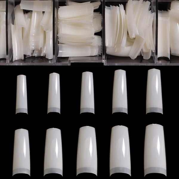 Akryylikynsikynnet - ranskalainen kynsilakka 500 kpl tekokynsien cover nail art, 10 kokoa