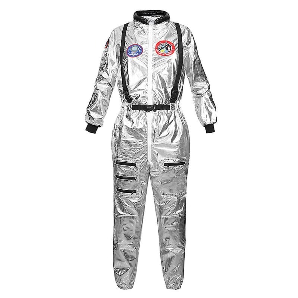 Astronauttiasu Aikuisten hopea Avaruusmiehen puku Plus-kokoinen Naisten Avaruuspuku Juhlapuku Puku Astronauttipuku Aikuisille Valkoinen man XL