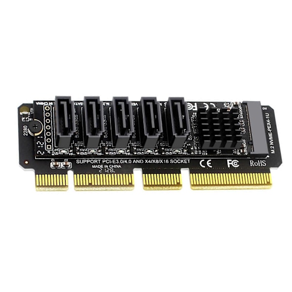 PCI-E til Sata Adapterkort 5 Porter for PCI-E X4 PCI-E X8 PCI-E X16 Støtte /Windows7/8/10 Multi-Sys