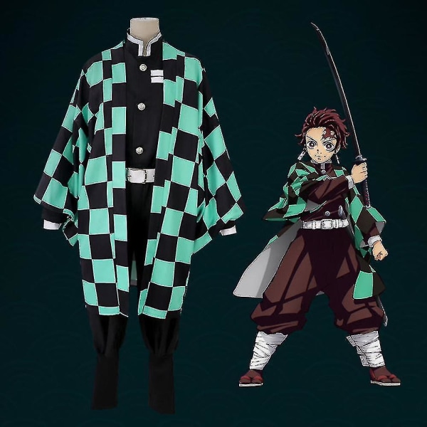 Lasten Demon Slayer Animaatio Cosplay-asu Tanjirou Nezuko set -autoeuro R_o High Quality Kamado Tanjirou 120