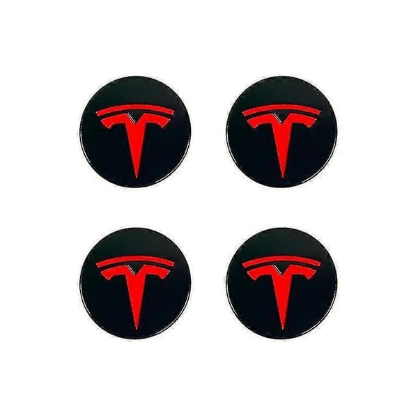 Passer til Tesla Tesla Model 3 Hjulkapsel Center Logo - Sort Sølv Logo (fire stk)