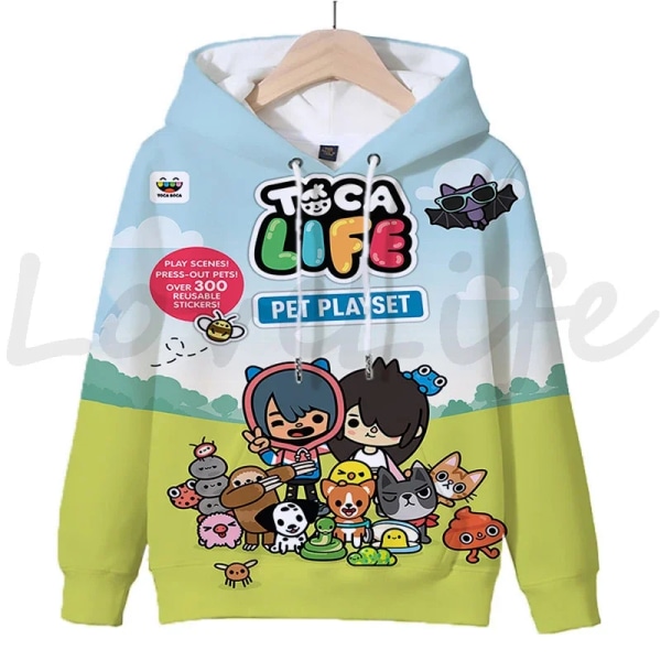 Toca Life World Hupparit Pojille Tytöille Pitkähihaiset Puserot Lasten Urheiluvaatteet Lasten Sarjakuva Collegepaidat Syksyn Topit Sudadera 9 kids-160(14T)