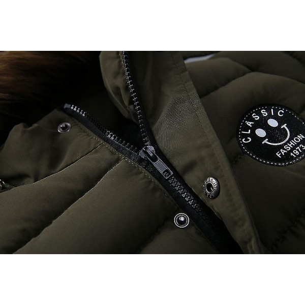 Hettejakke for barn Vinter Bomullsjakker Fuskepelskrage Overfrakker Black 110cm