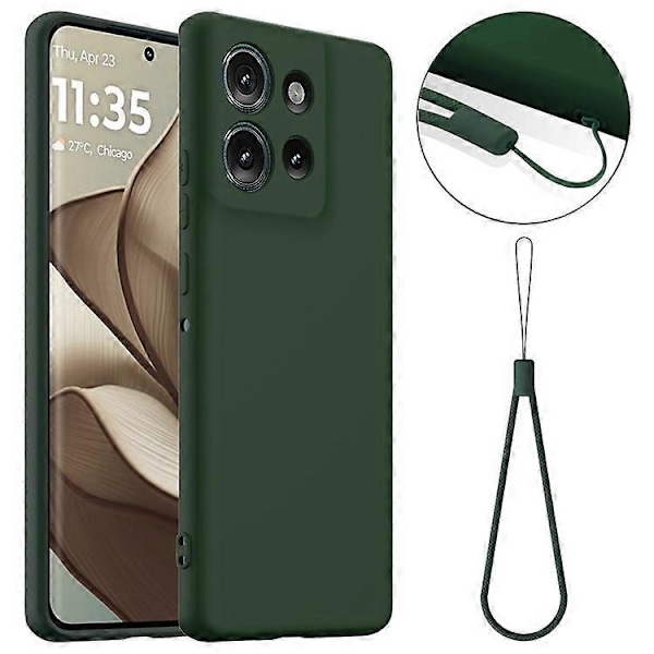 Kompatibel med Motorola Edge 50 5G Cover Kompatibel med MagSafe Flydende Silikone Telefon Cover med Snøre DarkGreen