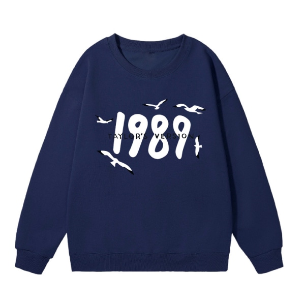 Taylor Swift-sangeren Taylor Swift 2D fløyelstrykt damegenser med rund hals Navy blue S