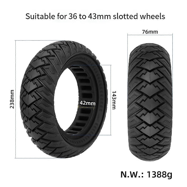 10 tum 10X3/255X80(80/65-6) Slanglöst Off-Road Massivt Däck