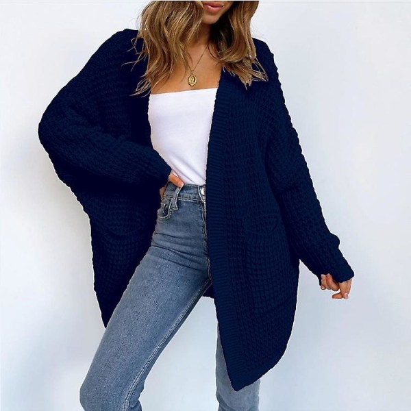 2022 Efterår og Vinter Nyt Dametøj, Casual Dame Strikket Cardigan, Løs Strikket Varm Sweater Damefrakke