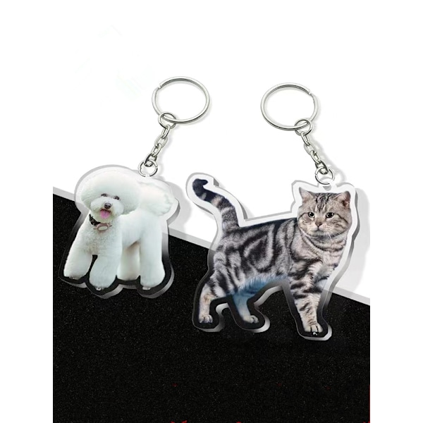 Tilpasset Personlig Tegneserie Akryl Nøkkelring Egendefinert Anime Transparent Katt Hund ID Nøkkelring Gavepose Clear Keychain 8 cm