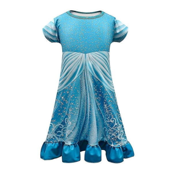 Ny Trend Flickor Barn Sommar Kortärmad Klänning Cosplay Kostym Semester Vardaglig Midi Klänningar Blue 7-8 Years