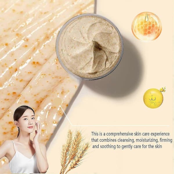 Ris pulver honning glans maske, malt ris og honning glød maske, ris skrubb honning glans maske pore talgpleie 3pcs