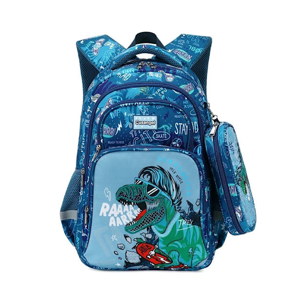 Dinosaurie Ryggsäcksset för Pojkar med Lunchlåda Pennfodral Flickor Skolväska Barn Lågstadie Förskola Tecknad Skolväska purple 3pcs