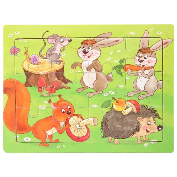 15*11cm 3D Palapeli Sarjakuvaeläimet Puupalapeli Lasten Kognitiivinen Palapeli Vauvan Puiset Lelut Opetuslelut Lapsille 16-forest Animal02