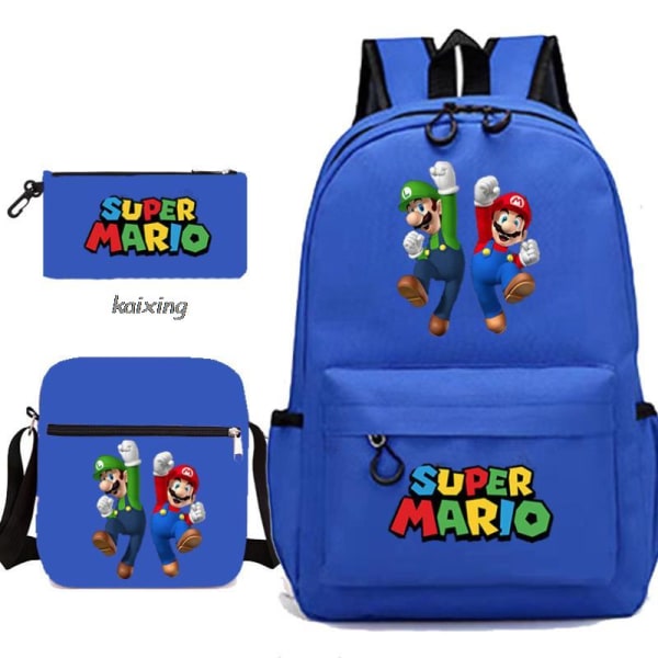 Super Mario 3 stk./sæt Børnerygsæk Drenge Skoletaske Tilbage til Skole Gave Orange 16 Inches