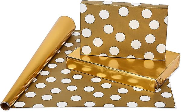 Vendbart juleindpakningspapir, guld og sølv 4 ruller, 7,4 m²