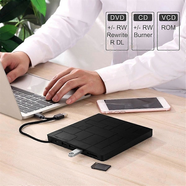 Brænder Multifunktions Optisk Drev 7 i 1 CD CD DVD Computer USB Mobil Ekstern Bærbar Utility O