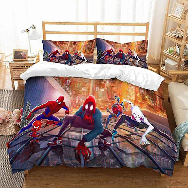 Spider-Man 3D-tulostettu vuodevaatesetti, pussilakana, peittopussi, tyynyliina, lasten lahja, väri 1 AU single 140x210cm