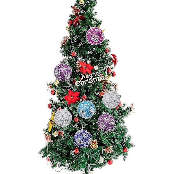 8cm Glitrende Krystall Knusesikre Juletrepynt Kuler 3 stk (rose rød)bd